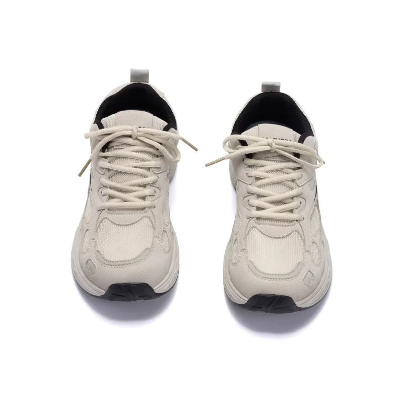 HUANQIU Balanced And Non-slip Low-Top Chunky Sneakers Men's Apricot Gray-5