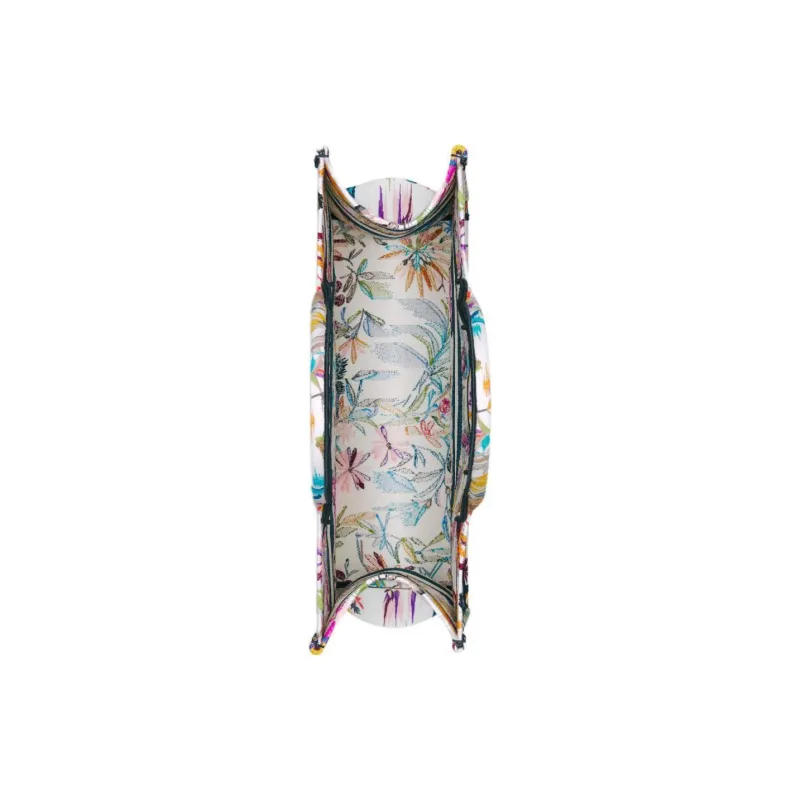 DIOR BookTote Toile De Jouy Fantastica Embroidery Tote Bag Shopping Bag Handbag Large Size Women's White & Multicolor-3