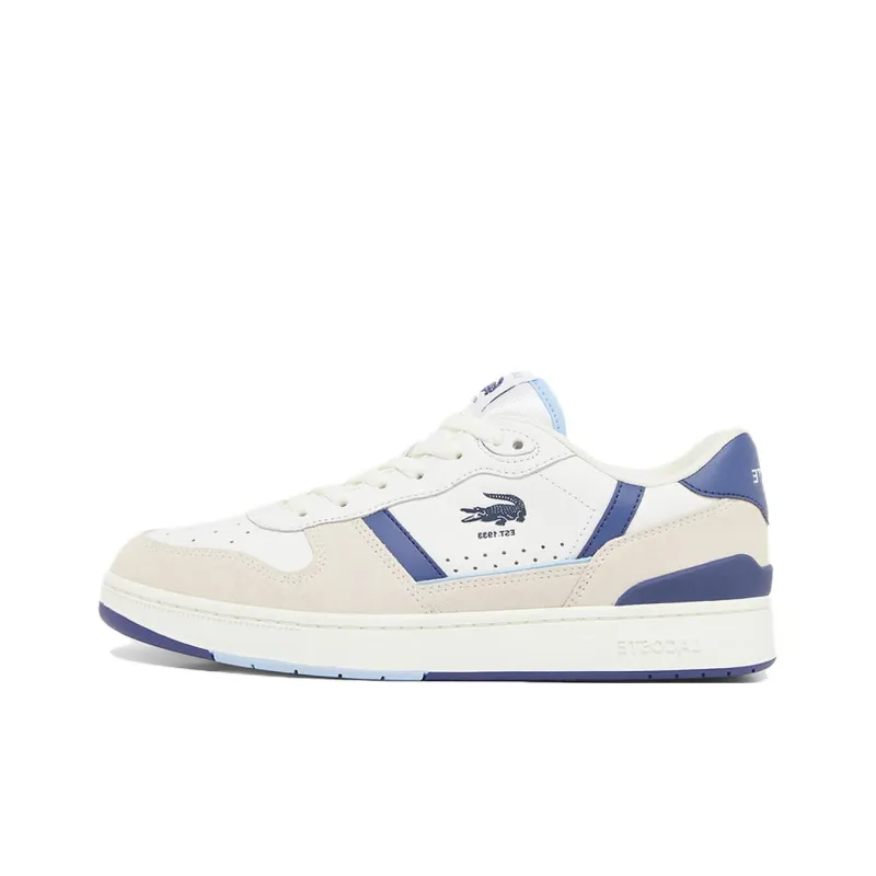 LACOSTE T-Clip Low-Top Skateboard Shoes Men's White-0
