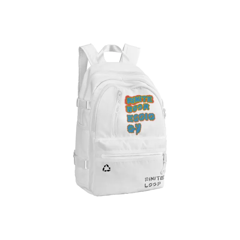 FINITE LOOP Recycled Material Student Backpack Regular Unisex White-2