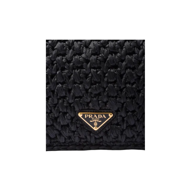 PRADA Raffia Crossbody Bag, Shoulder Bag Women's Black-5