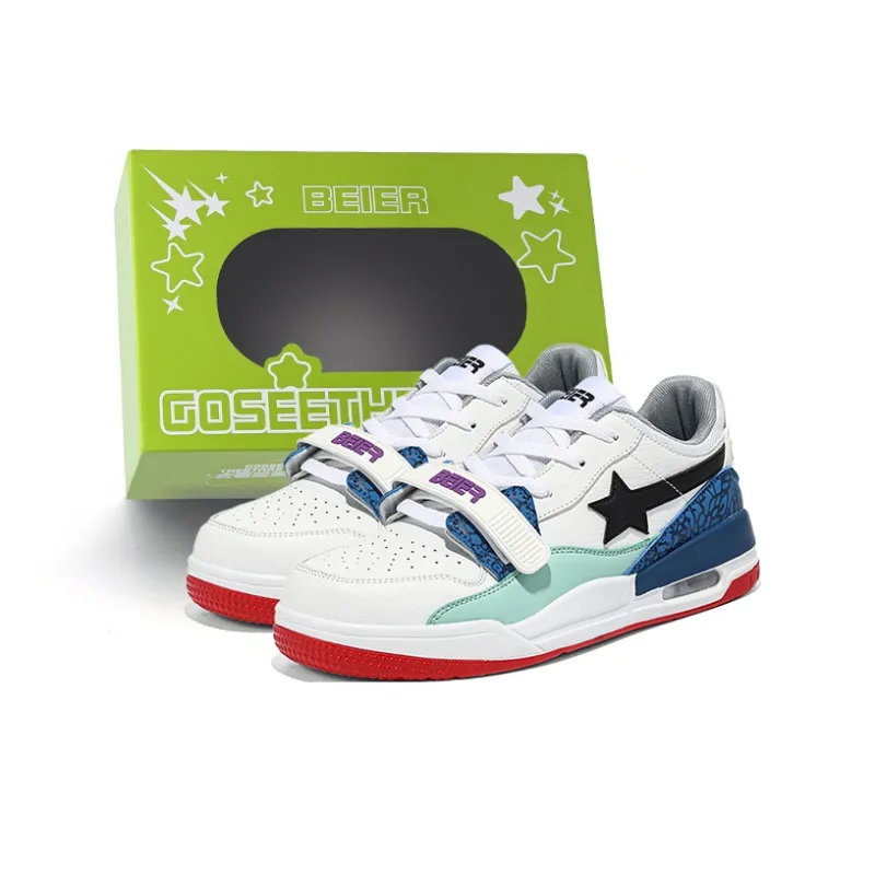 BEIER Stars Collection Couple Versatile Height Increasing Slip-Resistant Low-Top Skateboard Shoes Unisex-15