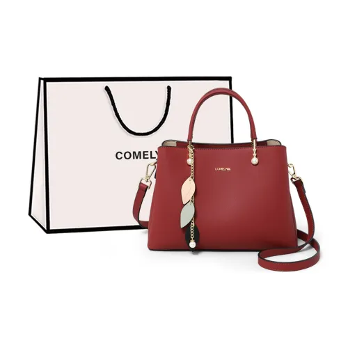 COMELY Cow Leather Patchwork Synthetic Leather Shoulder Bag Crossbody Bag Women's Red