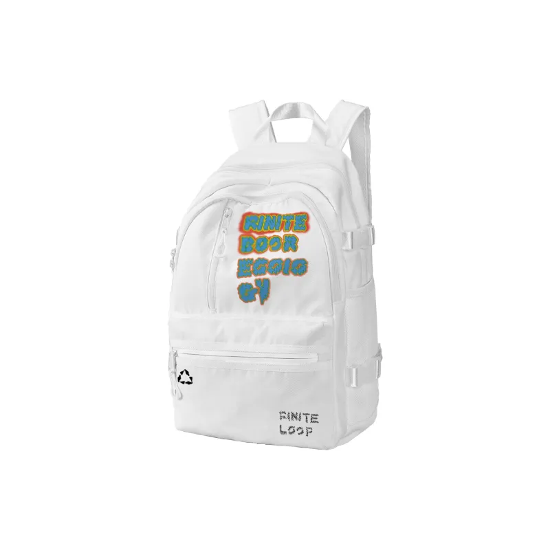 FINITE LOOP Recycled Material Student Backpack Regular Unisex White-1