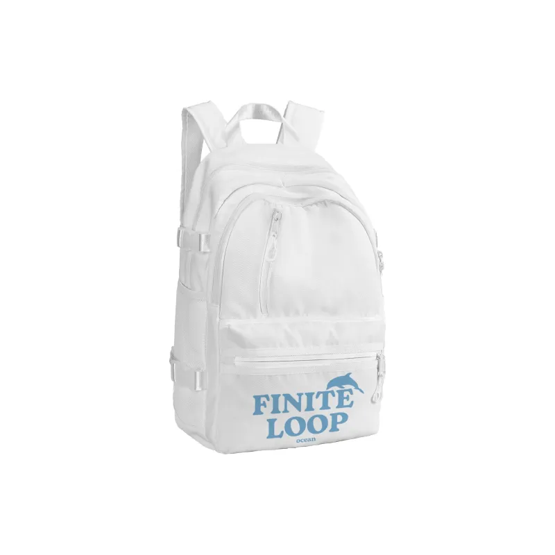 FINITE LOOP Recycled Material Student Backpack Unisex White-3