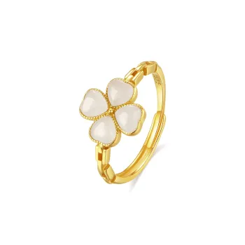 QIAOWUQIAONV Hetian Jade Rings White Jade/Pale Greenish White Jade Women's