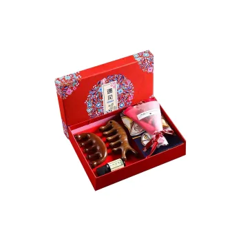 XIBI Brown Five-Tooth Comb Silk Scarf Box Hairdressing Tools Straight Hair