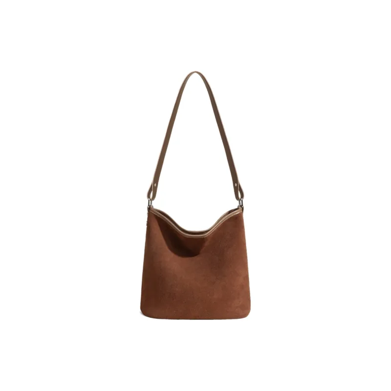 COMELY Cow Leather Patchwork Synthetic Leather Shoulder Bag Regular Women's Khaki/Chocolate-2