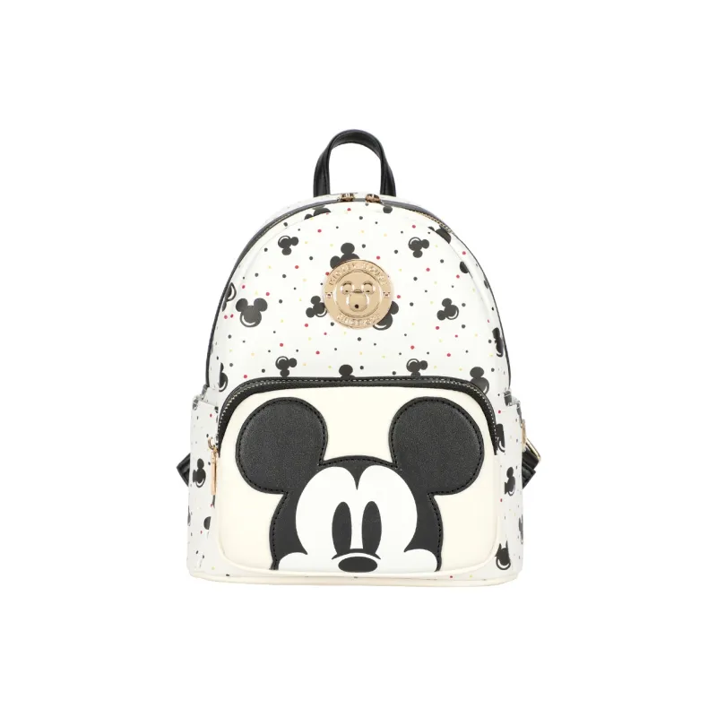 MESUCA Disney Collection Synthetic Leather Backpack Regular Unisex White Black-1