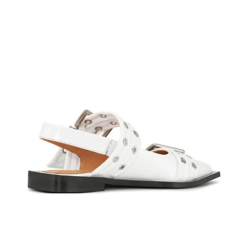 GANNI Wide Welt Buckled Ballerina Shoes-4