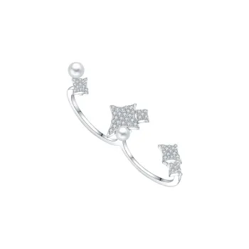 BABYBEI 925 Sterling Silver 18K White Gold Plated Shell Pearl Rings Women's