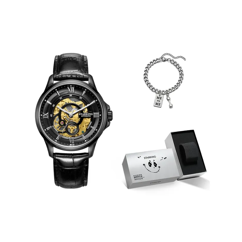 STARKING Mechanical Movement Stainless Steel Watchband Watch Men's Watches Cut-Out Dial-8
