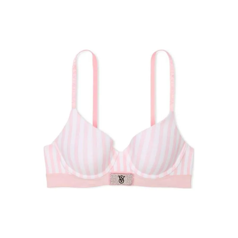 Victoria's Secret 24 Big Show Collection Bra Women's Pink White Stripes-0