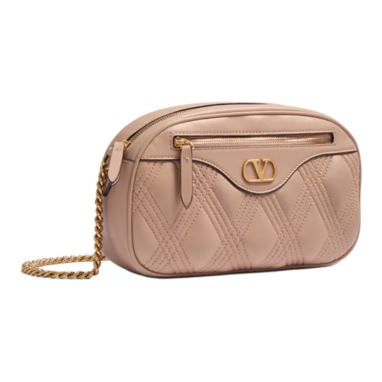 Valentino Embossed Goat Skin Shoulder Bag Crossbody Bag Women's Cinnamon Pink-1