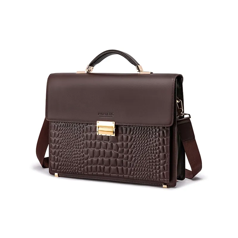 FAIRWHALE Top Grain Cow Leather Handbag Regular Men's Premium Black/Vintage Brown-9