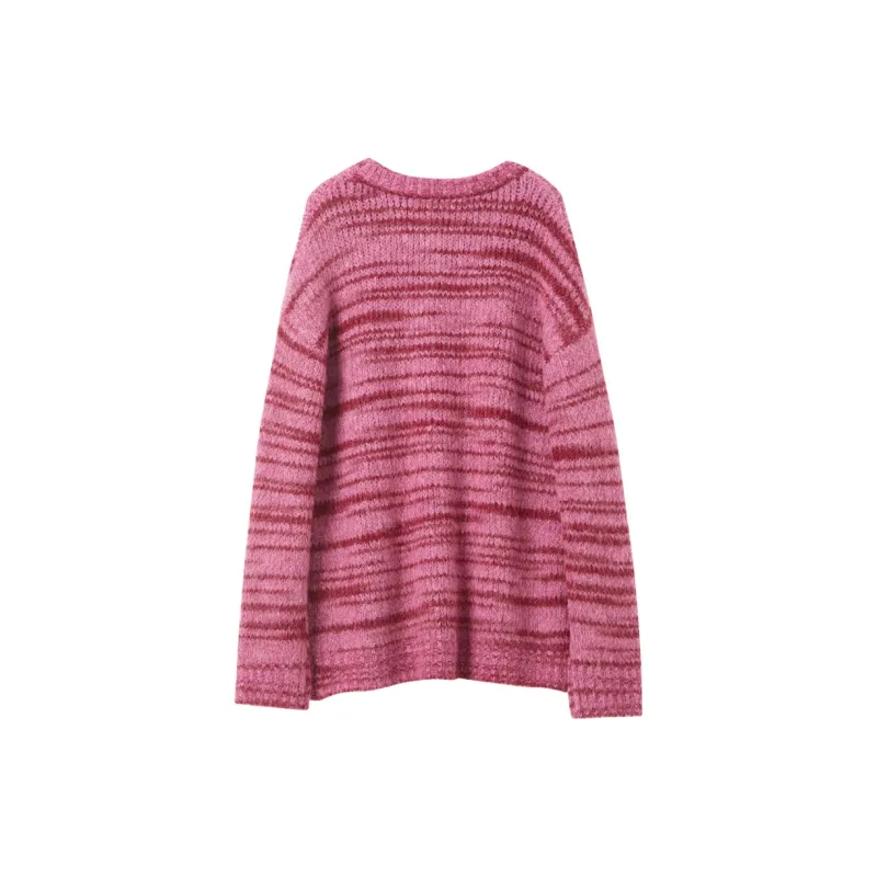 3COLOUR Knitwear Women's Raspberry Pink Stripes-1