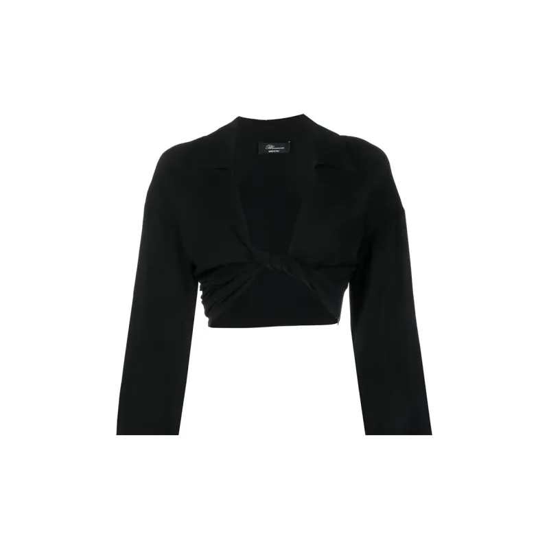 Blumarine Twist Detailed Cropped Long Sleeved Top-5