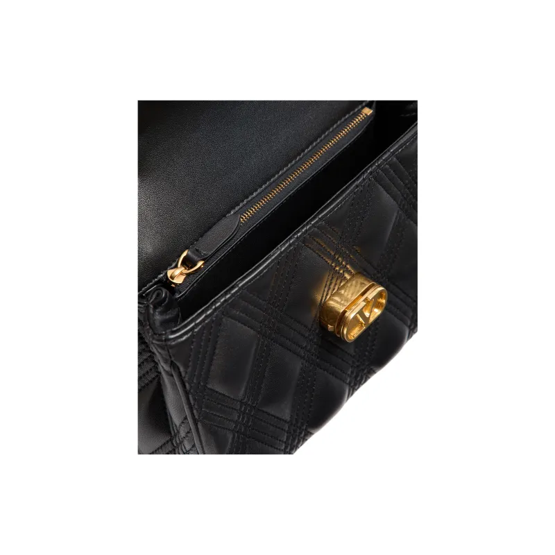 Valentino Embossed Goat Skin Shoulder Bag Crossbody Bag Medium Size Women's Black-4