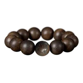 FANGYUANXIAOFU Aromatic Agarwood Single Plain Bead Chinese Style Fortune Beaded Bracelet Unisex