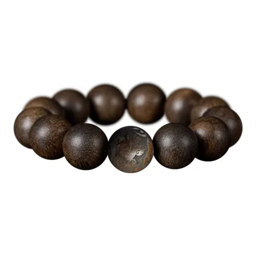 FANGYUANXIAOFU Aromatic Agarwood Single Plain Bead Chinese Style Fortune Beaded Bracelet Unisex