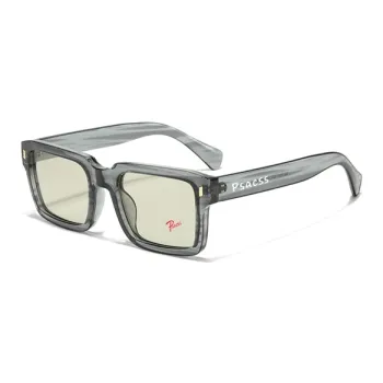 PSACSS PC Square Sunglasses Unisex Transparent Gray Stripes