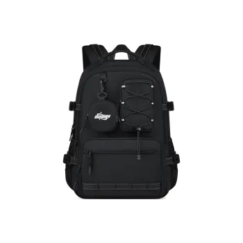 EDISON Nylon Backpack Regular Unisex Black/Beige