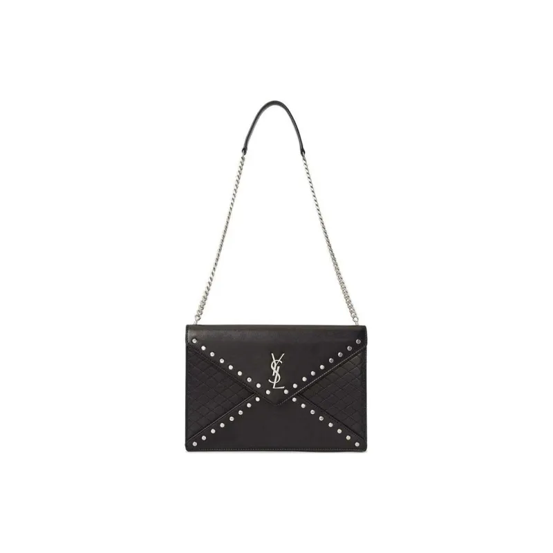 SAINT LAURENT Monogram Lambskin Envelope Bag, Crossbody Bag, Shoulder Bag Women's Black-1