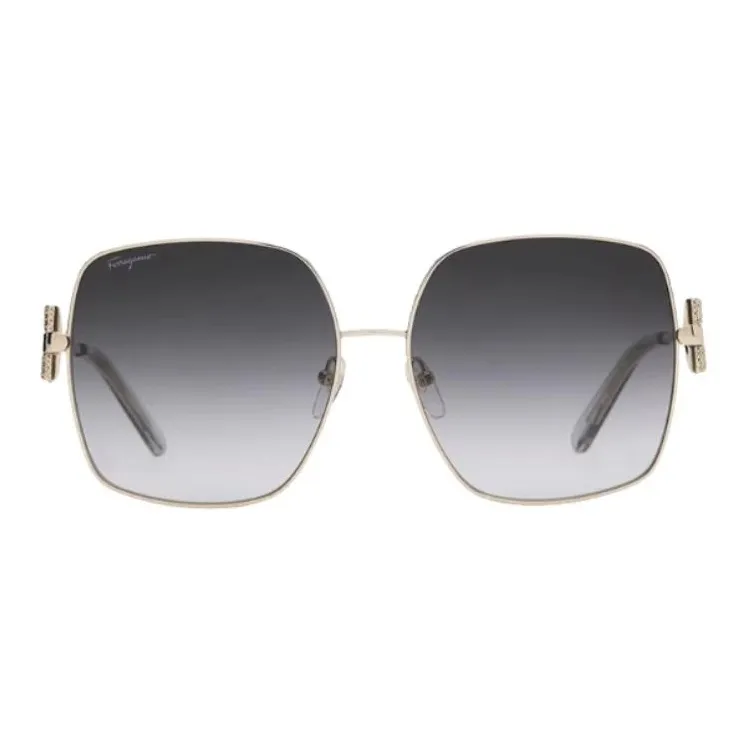 FERRAGAMO Metal Square Sunglasses Unisex Silver-1