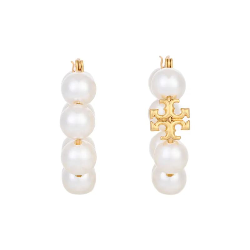 TORY BURCH Double T Motif Hoop Earrings-0
