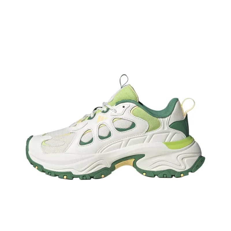 Adidas Cushioning Wear Resistant Low Top Chunky Sneakers Women's White Green-0