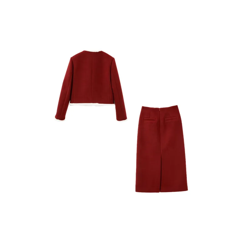 XIANGYING Skirt Set Women's Red-1