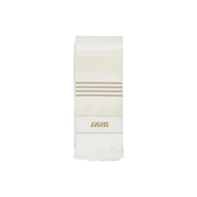 Ermenegildo Zegna Logo embroidered Cotton Beach Towel-1