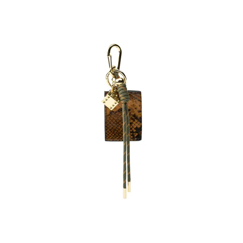 ZARA Leather Keychain Bag Accessory Mini Women's Gold-2