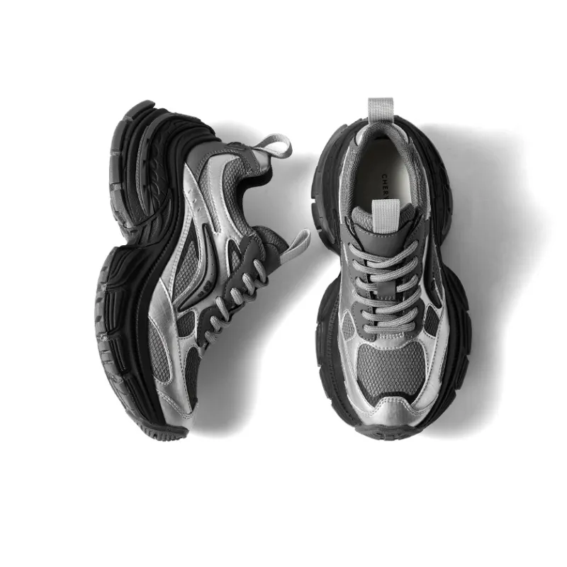CHERYKALLY Cushioned Anti-Slip Wear-Resistant Lightweight Height Increasing Low-Top Chunky Sneakers Women's-4