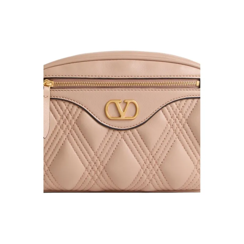 Valentino Embossed Goat Skin Shoulder Bag Crossbody Bag Women's Cinnamon Pink-5