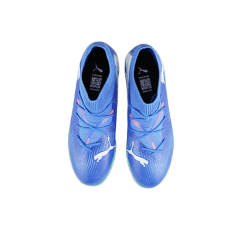 PUMA FUTURE 7 Anti Slip Wear Resistant Mid Top Kids' Soccer Shoes Blue Teenagers-3