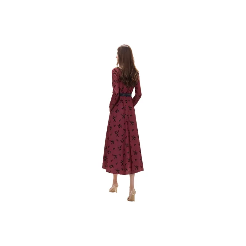Mapping Long Sleeved Dresses Women's Deep Red-0