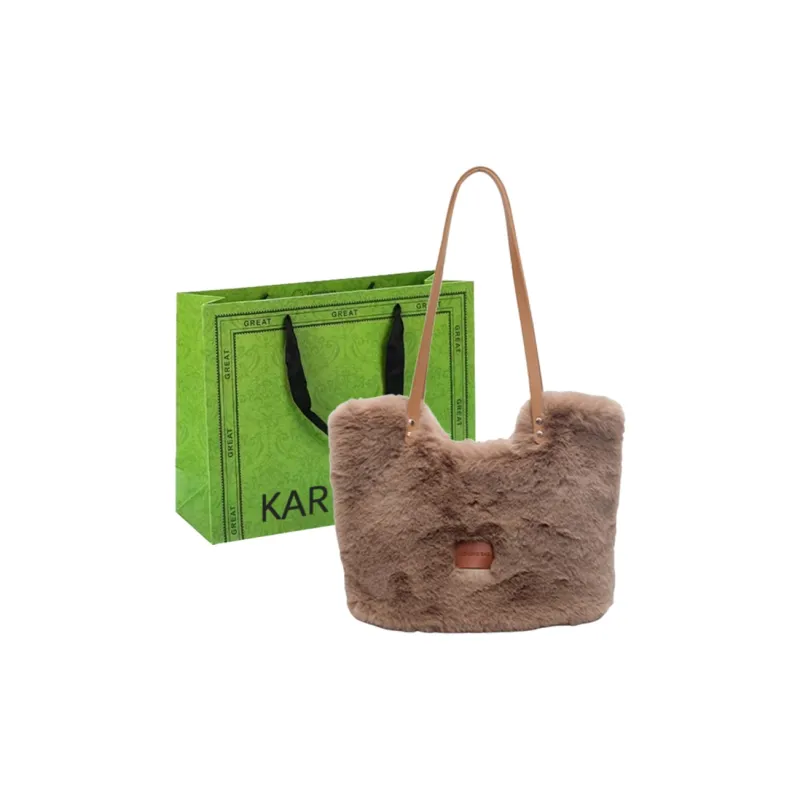KARUISHA Fuzzy Handbag, Shoulder Bag Regular Women's Black/Brown/Ecru-7