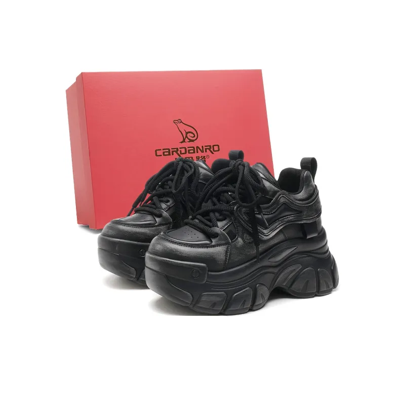 CARDANRO Low-Top Platform Height Increasing 10cm Vintage Chunky Sneakers Women's-23