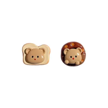 Muyan Alloy Bear Toast Stud Earrings Women's