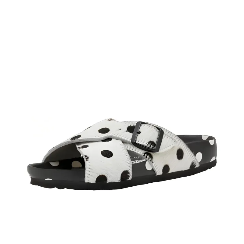 Birkenstock Rodra Fur MANOLO BLAHNIK Black White Dot-2