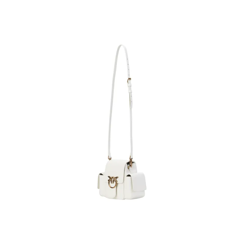 PINKO Leather Swallow Bag, Crossbody Bag Women's White-2