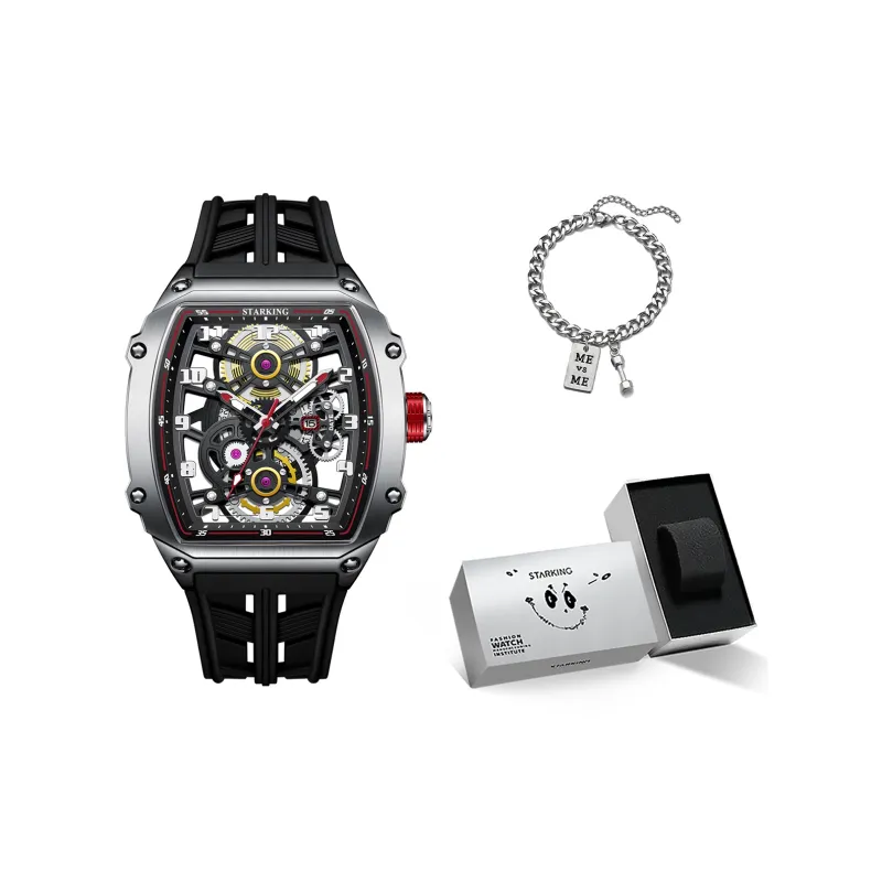 STARKING Eagle Soaring Collection Automatic Mechanical Movement Silicone Strap Watch Men's Watches Black Dial-2
