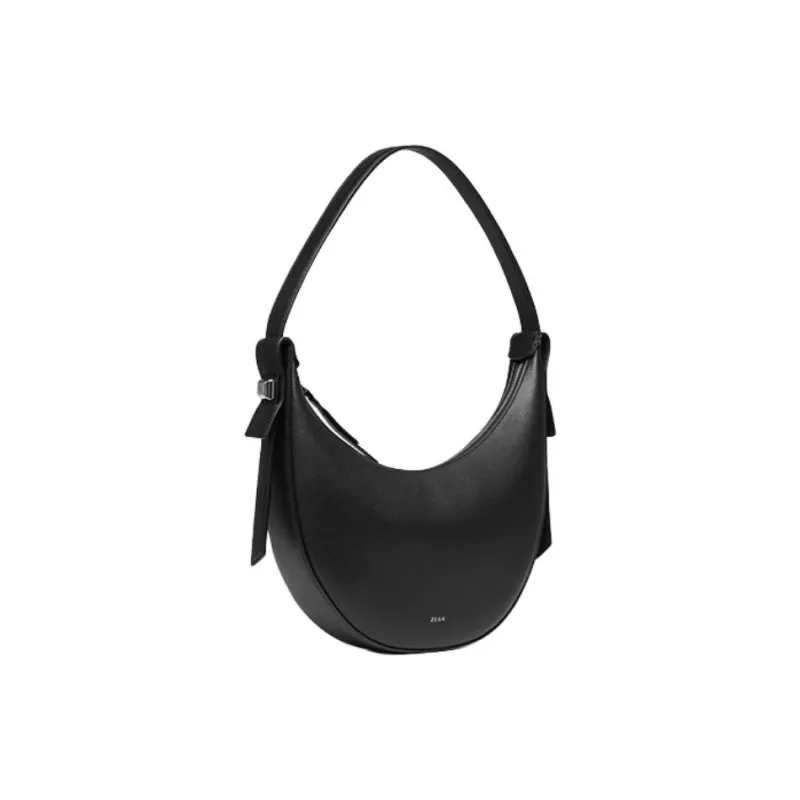 ZESH RACHEL Collection Moon Shaped Bag Advanced Handbag Shoulder Bag Medium Size Women's Elephant Gray/Ecru/Black-7