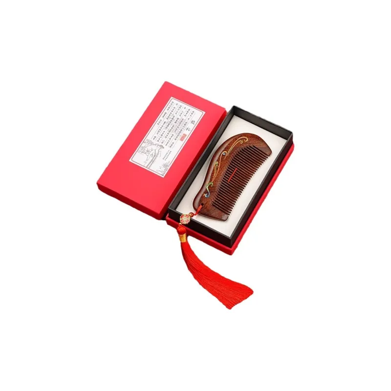 XIBI Practical Anti Static Painted Sandalwood Comb Massage Scalp Hair Growth-5