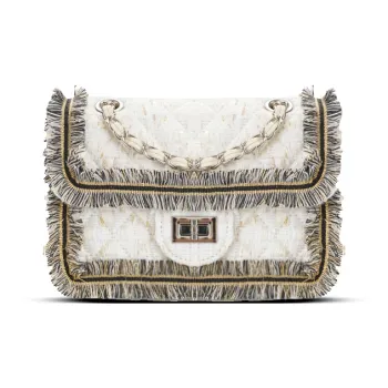 CHRISBELLA Fabric Crossbody Bag, Shoulder Bag Women's White/Blue