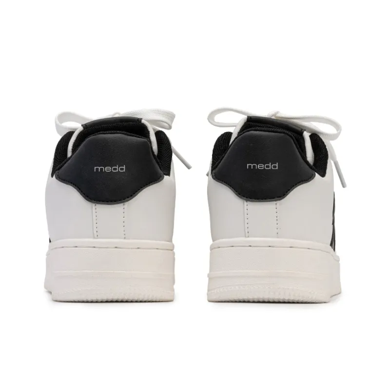 Medd Non slip Lightweight Low Top Skateboard Shoes Unisex White Black Box-3