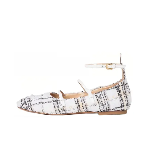 THOM BROWNE Plaid-check Tweed Ballerina Shoes