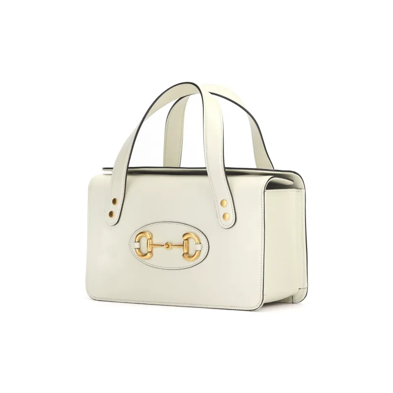 GUCCI Leather Box Bag Handbag Women's White-3