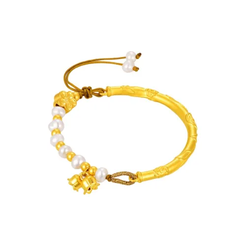 MINGTAIZHUBAO Happiness Lily Of The Valley Half Bangle Solid Gold 999 Priced In Gram Gold Bracelet Women's